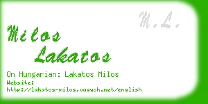 milos lakatos business card